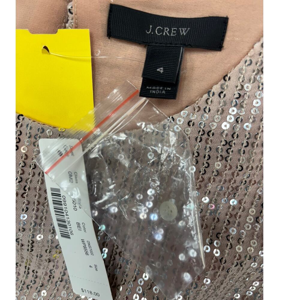 J. Crew Beige Sequined Sleeveless Shirt Size 4 NWT #59906 - Picture 3 of 4